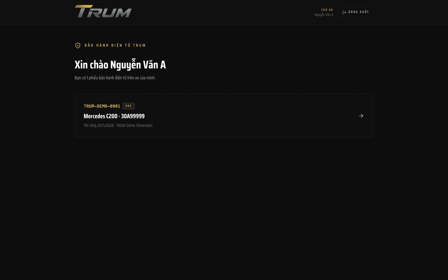 Đăng nhập tài khoản chủ xe (tuỳ chọn)